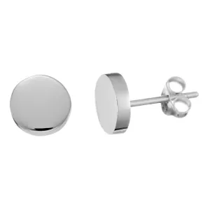 Sterling Silver Simple Round Stud Earrings - Flat Edge Circle Studs