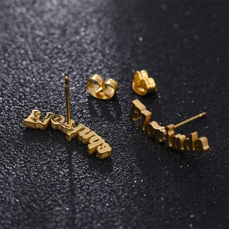 Sterling Silver Stud Personalized Name Earring Custom Made Any Name Earrings Customize Your Own Earring with Name