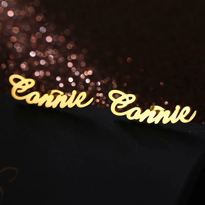 Sterling Silver Stud Personalized Name Earring Custom Made Any Name Earrings Customize Your Own Earring with Name