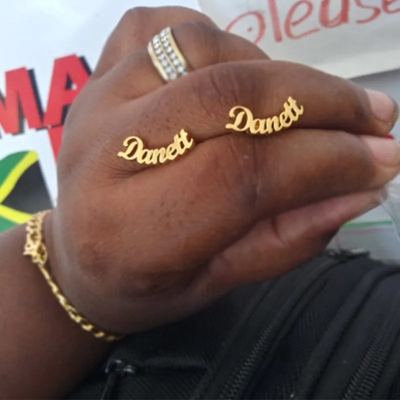Sterling Silver Stud Personalized Name Earring Custom Made Any Name Earrings Customize Your Own Earring with Name