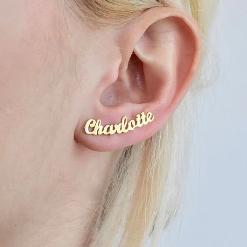 Sterling Silver Stud Personalized Name Earring Custom Made Any Name Earrings Customize Your Own Earring with Name