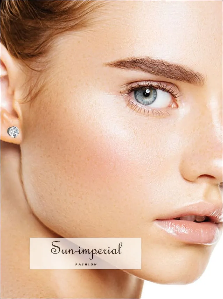 Stud Earring Set Of 2 Cubic Zirconia Earrings Shinny Unisex Silver Round Ear Jewelry