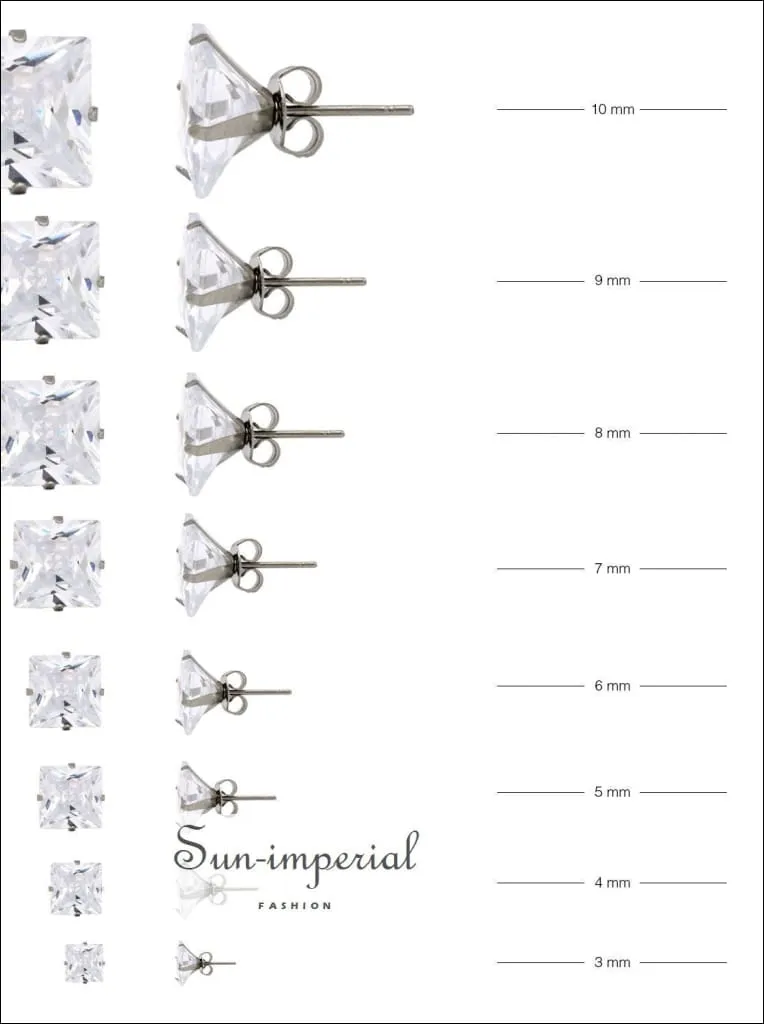 Stud Earring Set Of 2 Cubic Zirconia Earrings Shinny Unisex Silver Round Ear Jewelry