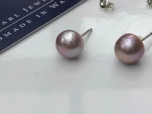 Stud Earrings: Dusky lilac large with a hint of mink