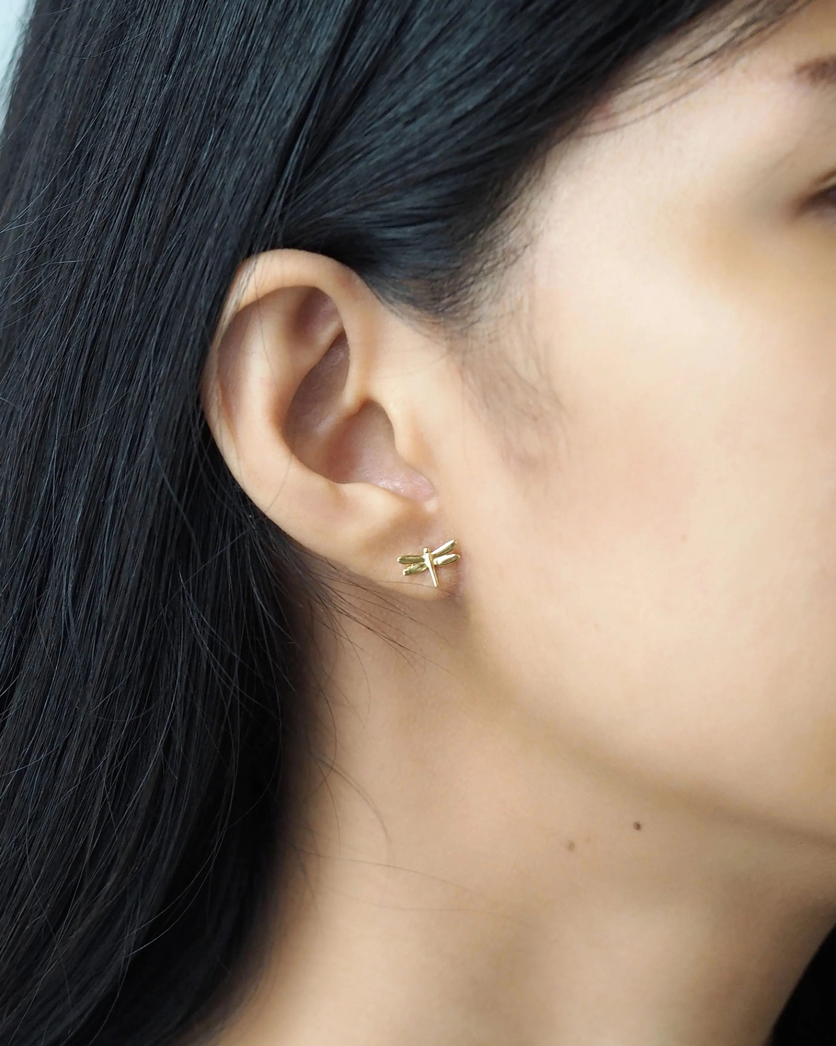 Tai Simple gold dragonfly post earrings