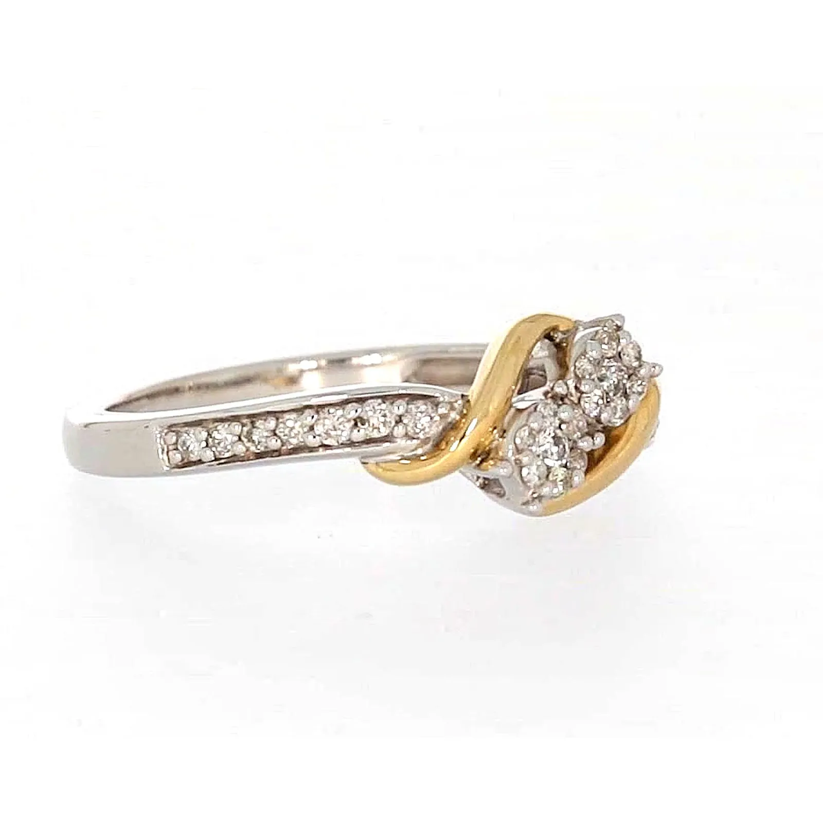Tango Sterling Silver & 9ct Yellow Gold Round Brilliant Cut with 0.20 CARAT tw of Diamonds Ring