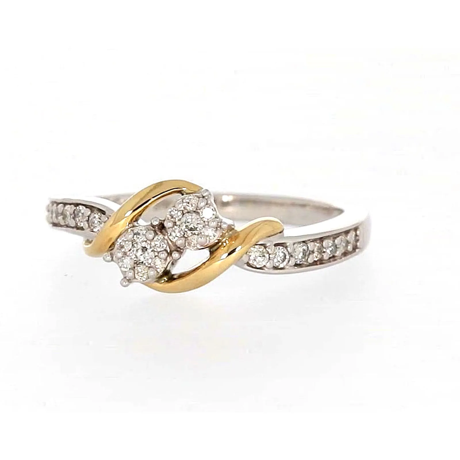 Tango Sterling Silver & 9ct Yellow Gold Round Brilliant Cut with 0.20 CARAT tw of Diamonds Ring