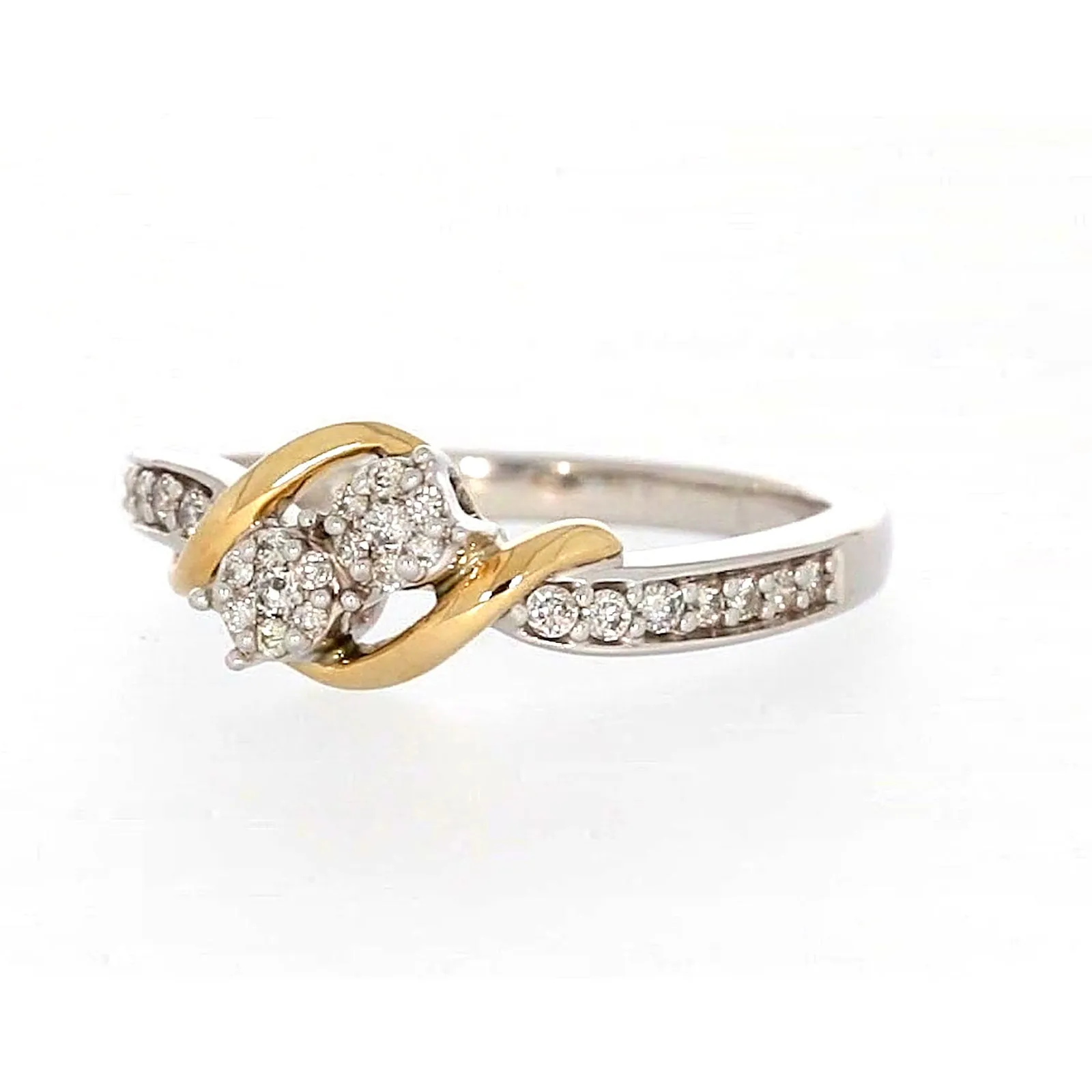 Tango Sterling Silver & 9ct Yellow Gold Round Brilliant Cut with 0.20 CARAT tw of Diamonds Ring