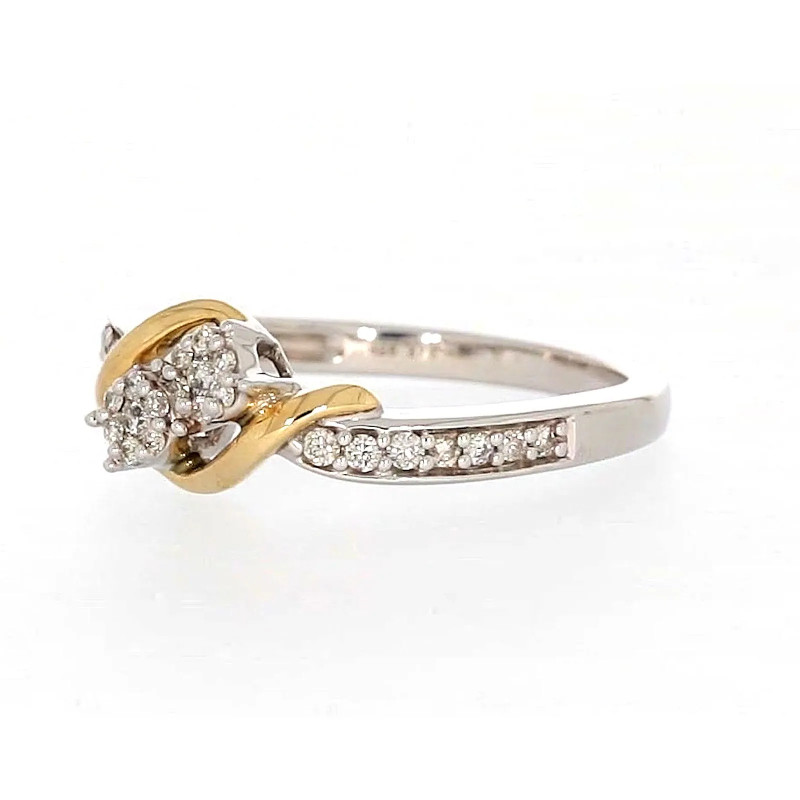 Tango Sterling Silver & 9ct Yellow Gold Round Brilliant Cut with 0.20 CARAT tw of Diamonds Ring
