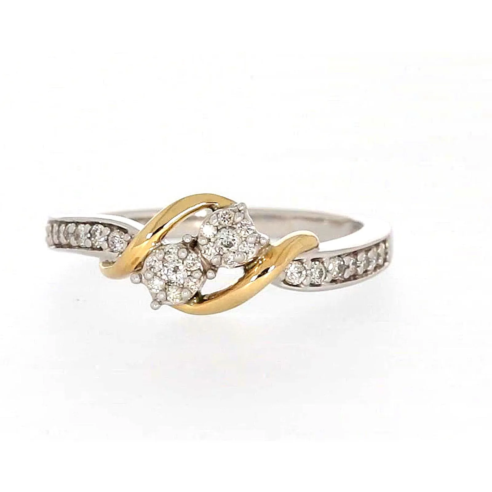 Tango Sterling Silver & 9ct Yellow Gold Round Brilliant Cut with 0.20 CARAT tw of Diamonds Ring