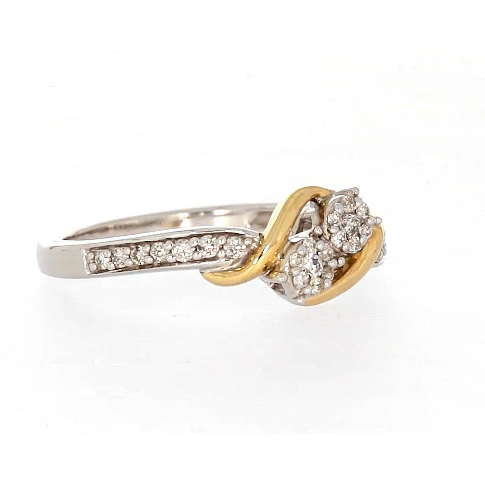 Tango Sterling Silver & 9ct Yellow Gold Round Brilliant Cut with 0.20 CARAT tw of Diamonds Ring