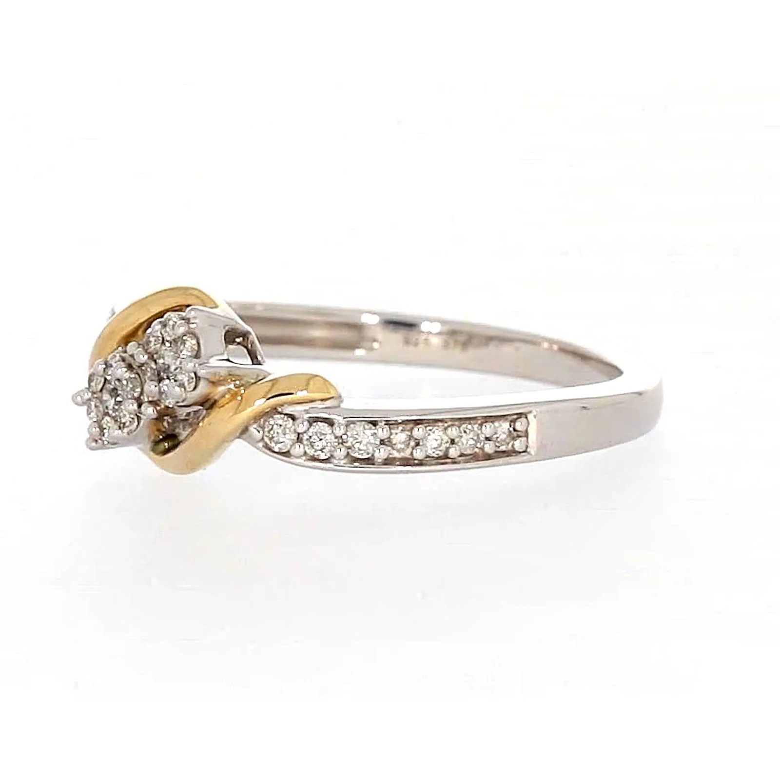 Tango Sterling Silver & 9ct Yellow Gold Round Brilliant Cut with 0.20 CARAT tw of Diamonds Ring