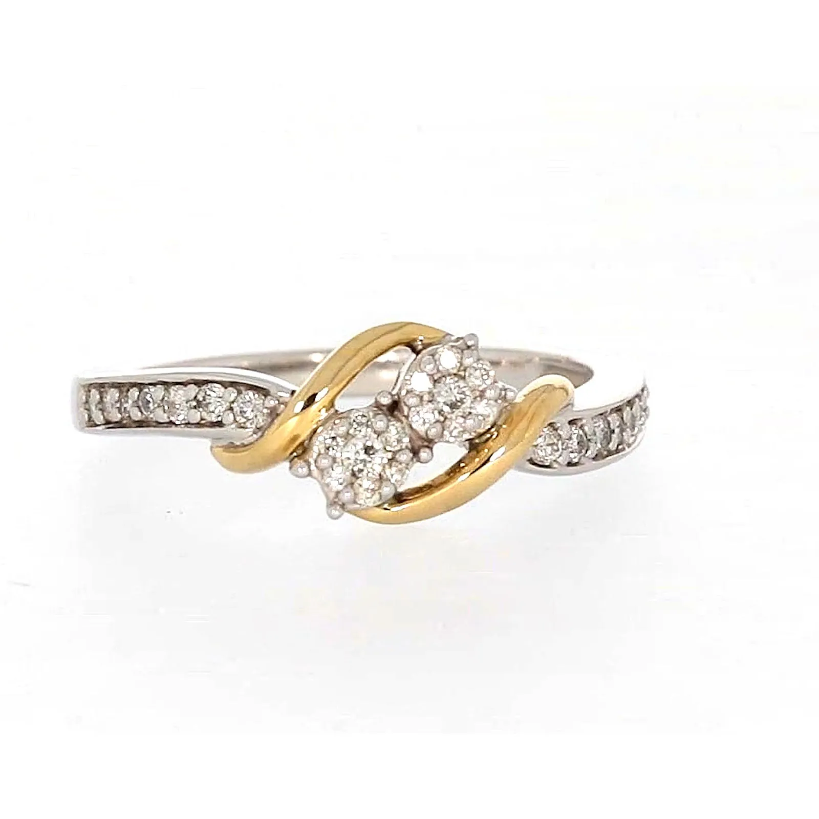Tango Sterling Silver & 9ct Yellow Gold Round Brilliant Cut with 0.20 CARAT tw of Diamonds Ring