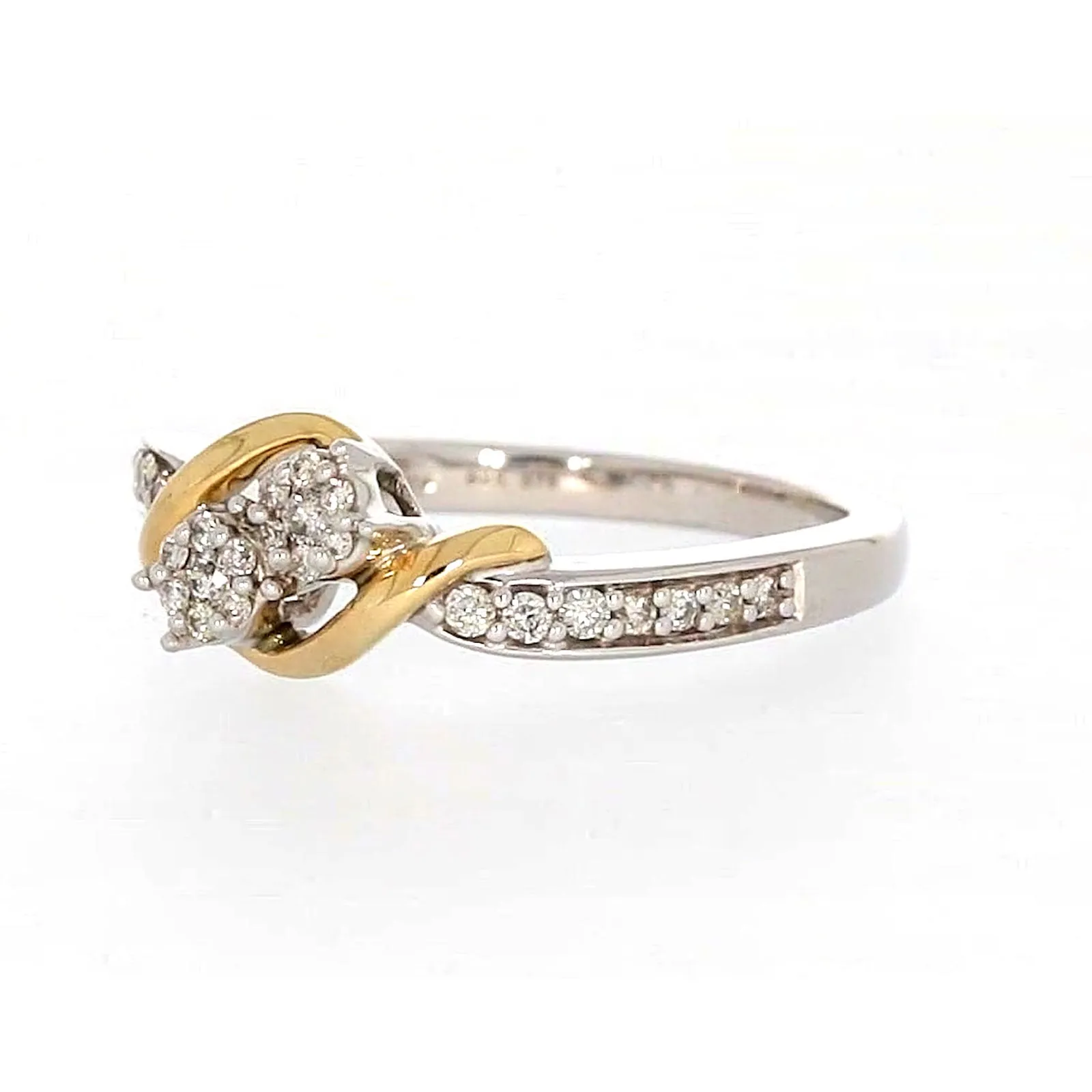 Tango Sterling Silver & 9ct Yellow Gold Round Brilliant Cut with 0.20 CARAT tw of Diamonds Ring