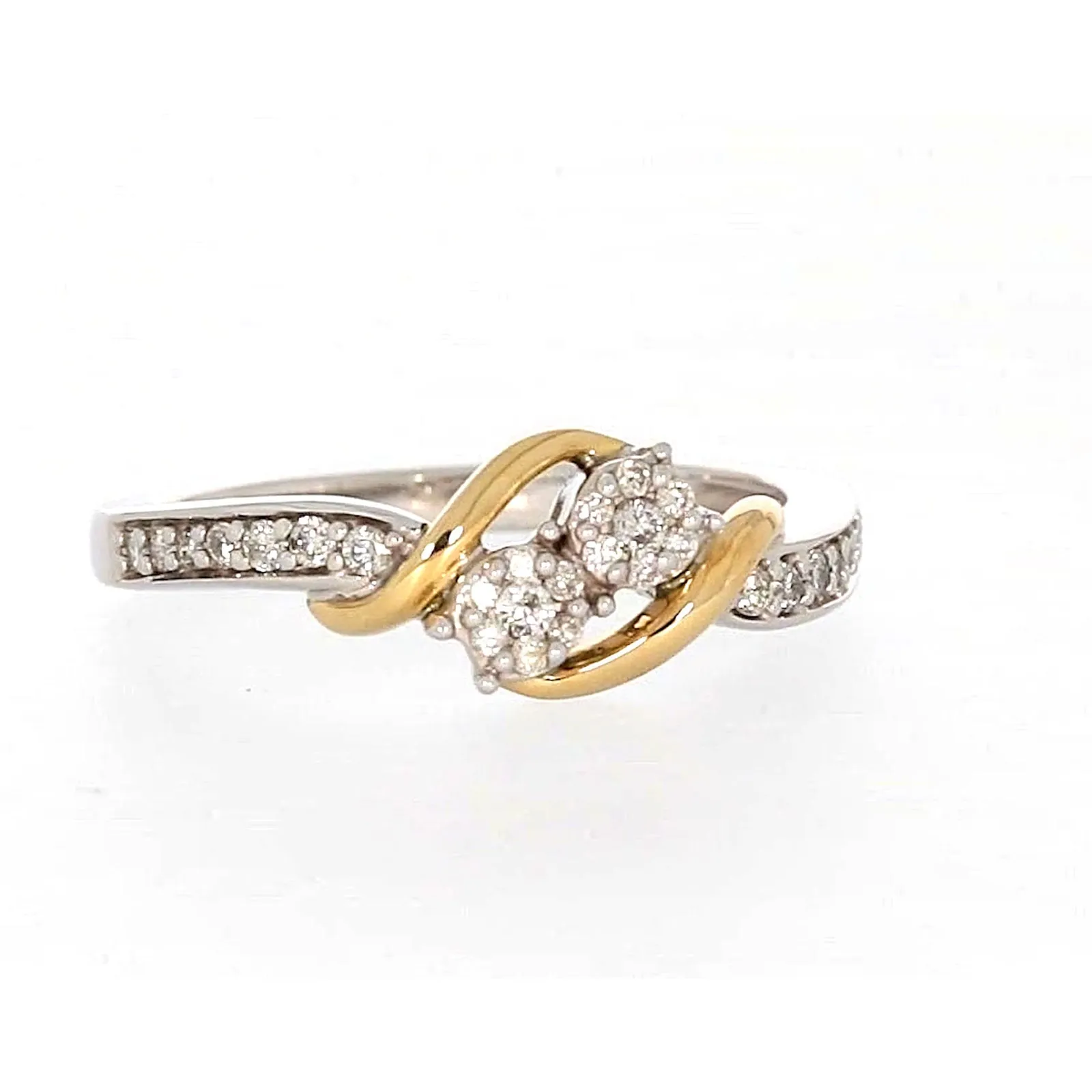 Tango Sterling Silver & 9ct Yellow Gold Round Brilliant Cut with 0.20 CARAT tw of Diamonds Ring