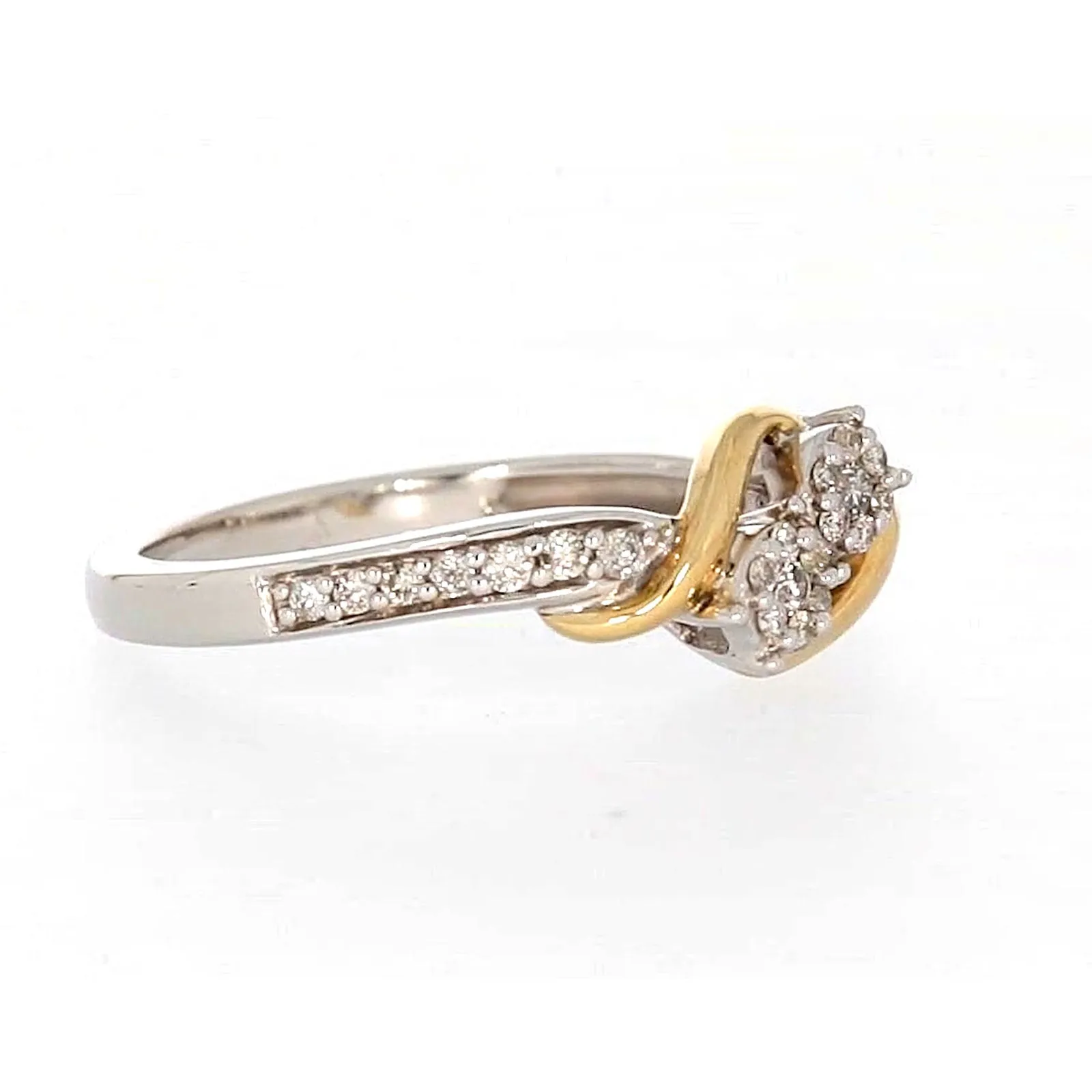 Tango Sterling Silver & 9ct Yellow Gold Round Brilliant Cut with 0.20 CARAT tw of Diamonds Ring