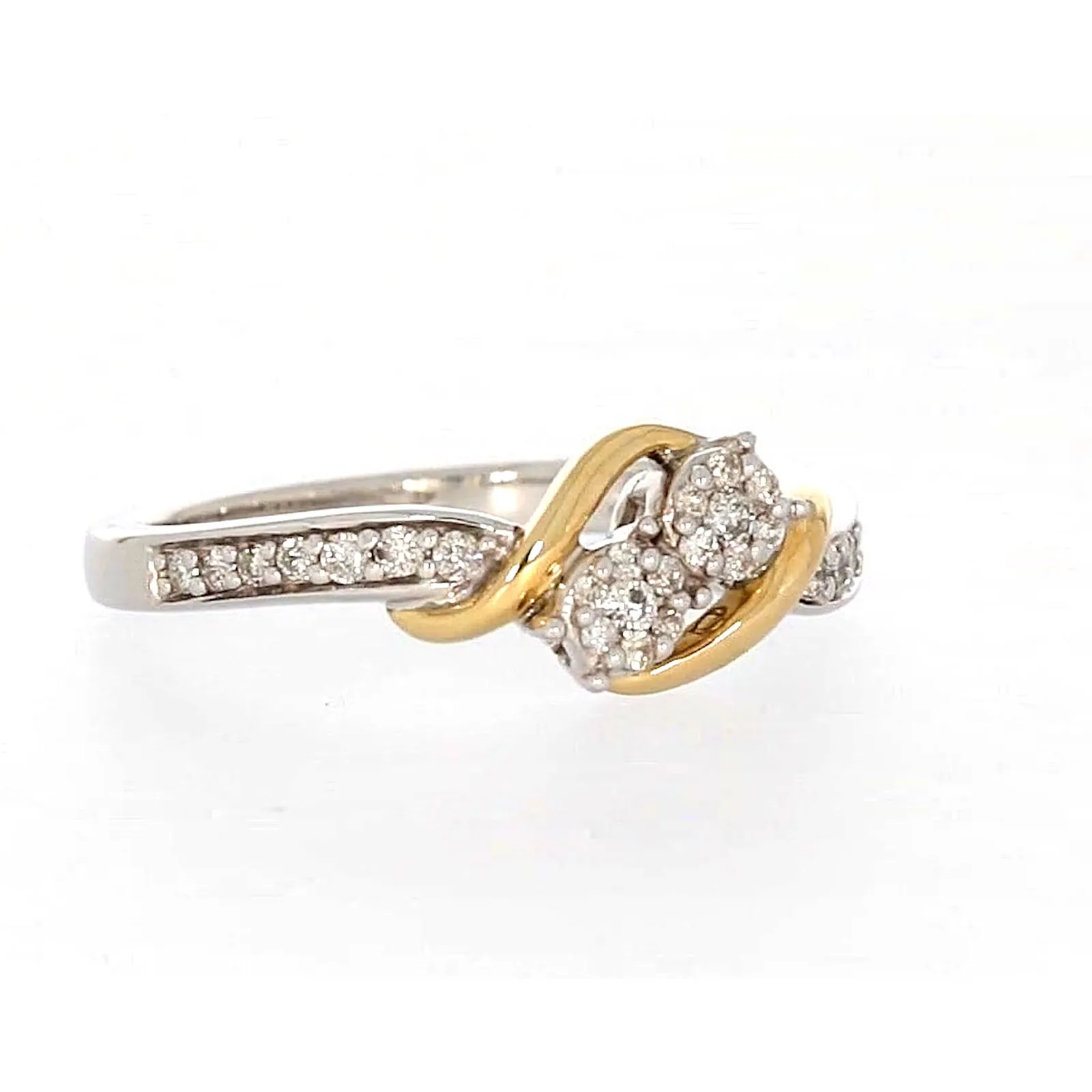 Tango Sterling Silver & 9ct Yellow Gold Round Brilliant Cut with 0.20 CARAT tw of Diamonds Ring