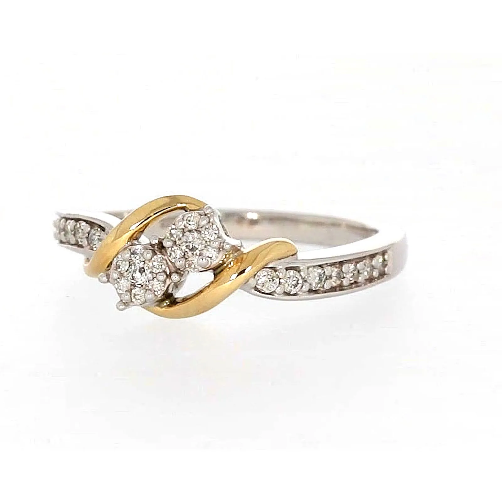 Tango Sterling Silver & 9ct Yellow Gold Round Brilliant Cut with 0.20 CARAT tw of Diamonds Ring