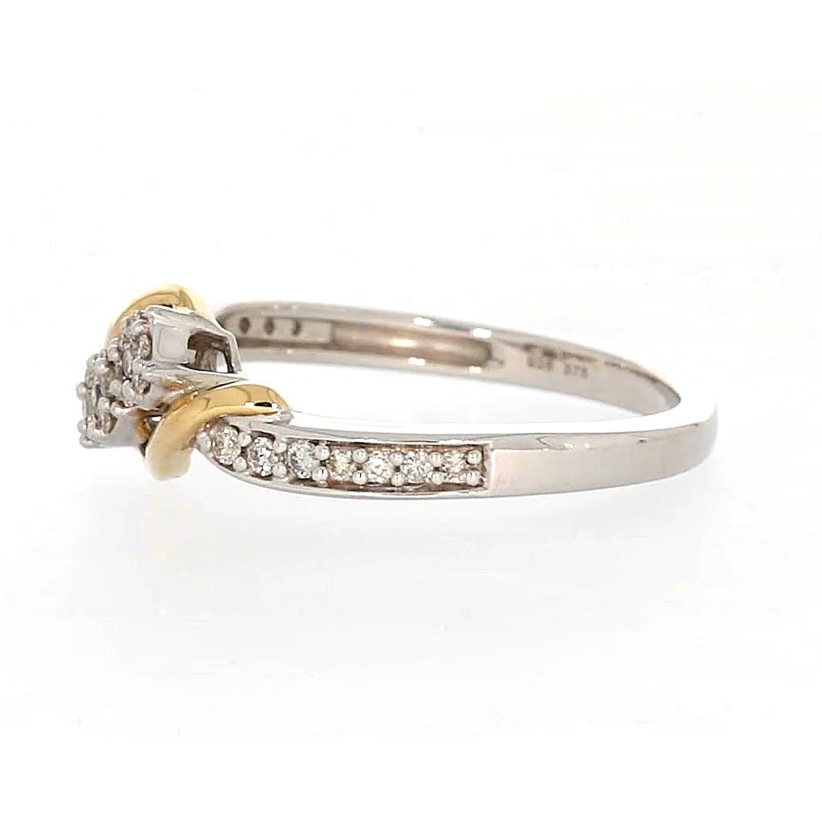 Tango Sterling Silver & 9ct Yellow Gold Round Brilliant Cut with 0.20 CARAT tw of Diamonds Ring