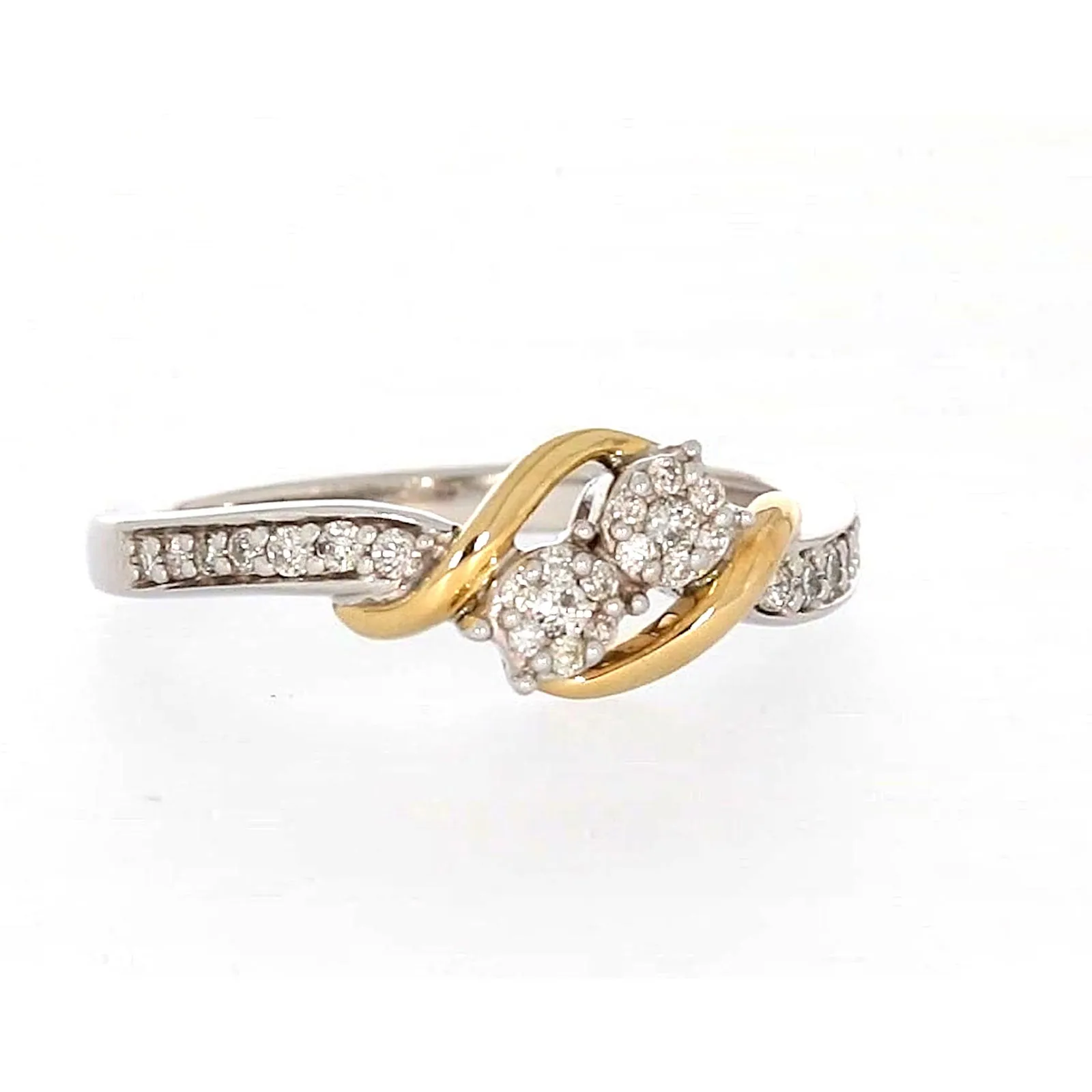 Tango Sterling Silver & 9ct Yellow Gold Round Brilliant Cut with 0.20 CARAT tw of Diamonds Ring
