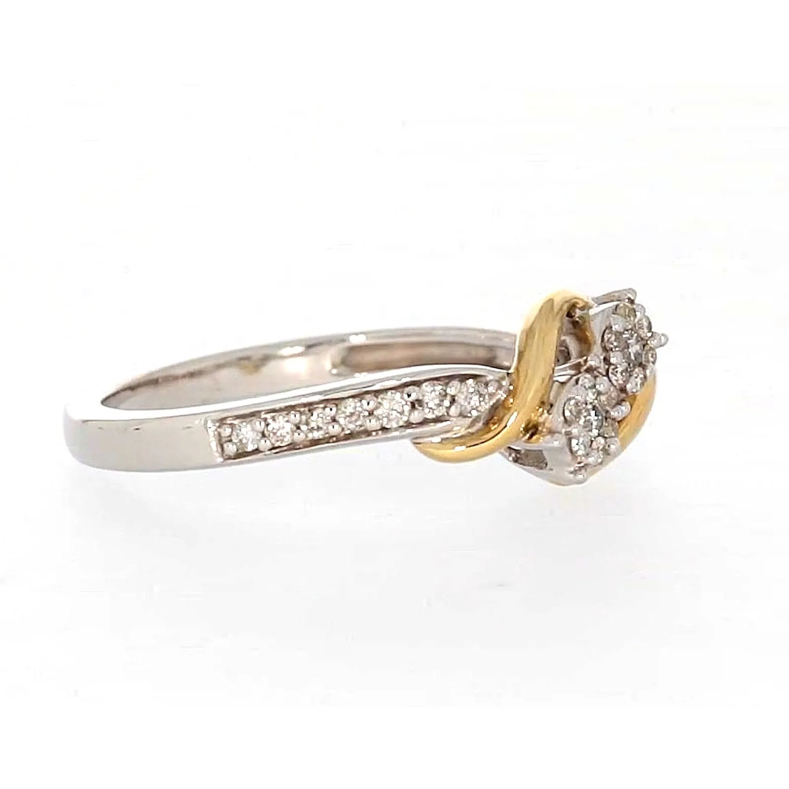 Tango Sterling Silver & 9ct Yellow Gold Round Brilliant Cut with 0.20 CARAT tw of Diamonds Ring