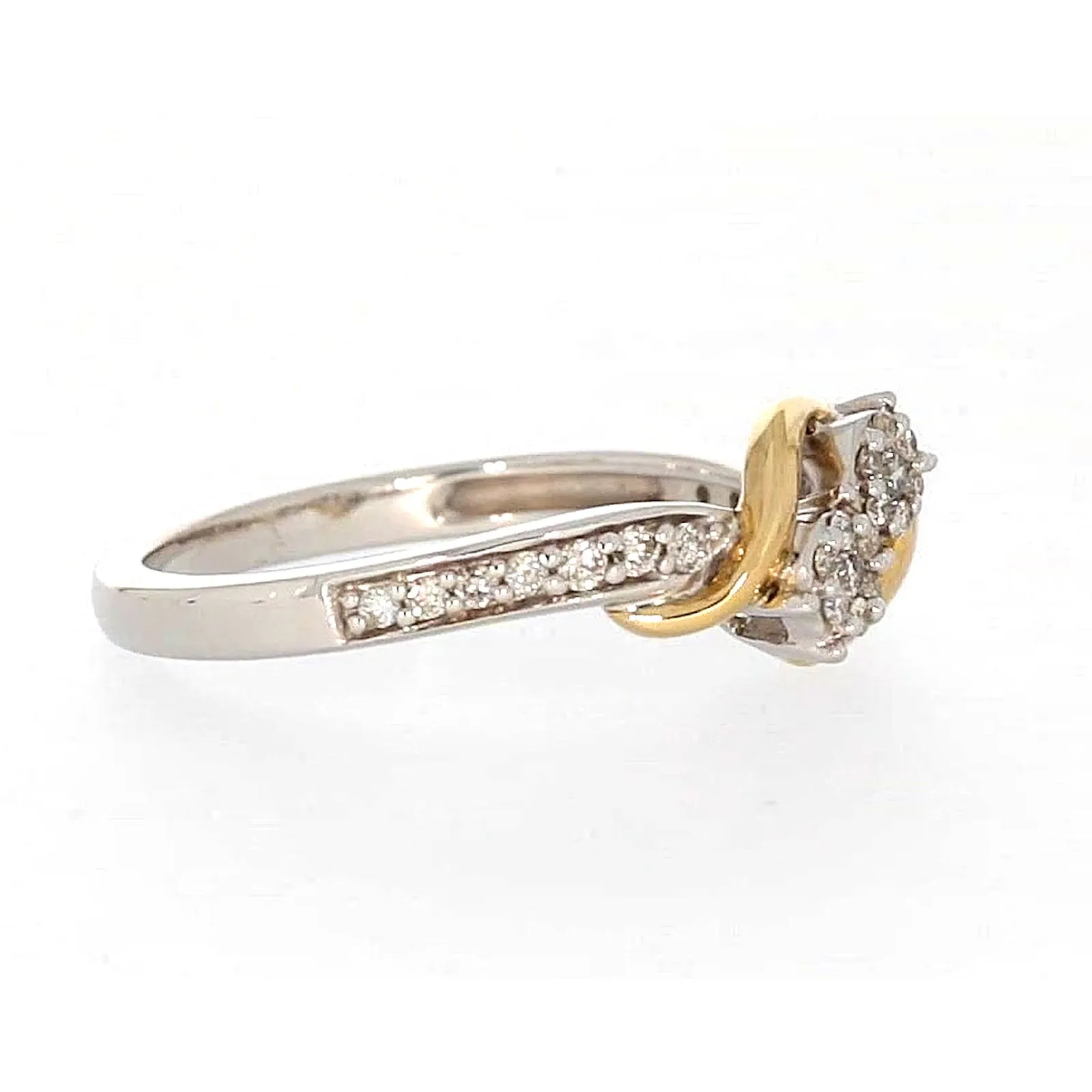 Tango Sterling Silver & 9ct Yellow Gold Round Brilliant Cut with 0.20 CARAT tw of Diamonds Ring