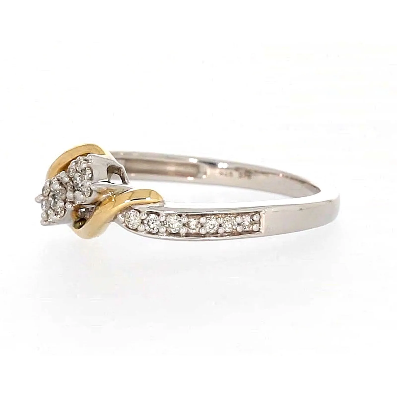 Tango Sterling Silver & 9ct Yellow Gold Round Brilliant Cut with 0.20 CARAT tw of Diamonds Ring