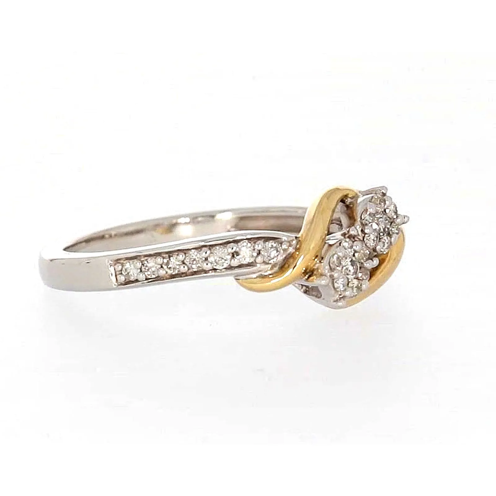 Tango Sterling Silver & 9ct Yellow Gold Round Brilliant Cut with 0.20 CARAT tw of Diamonds Ring