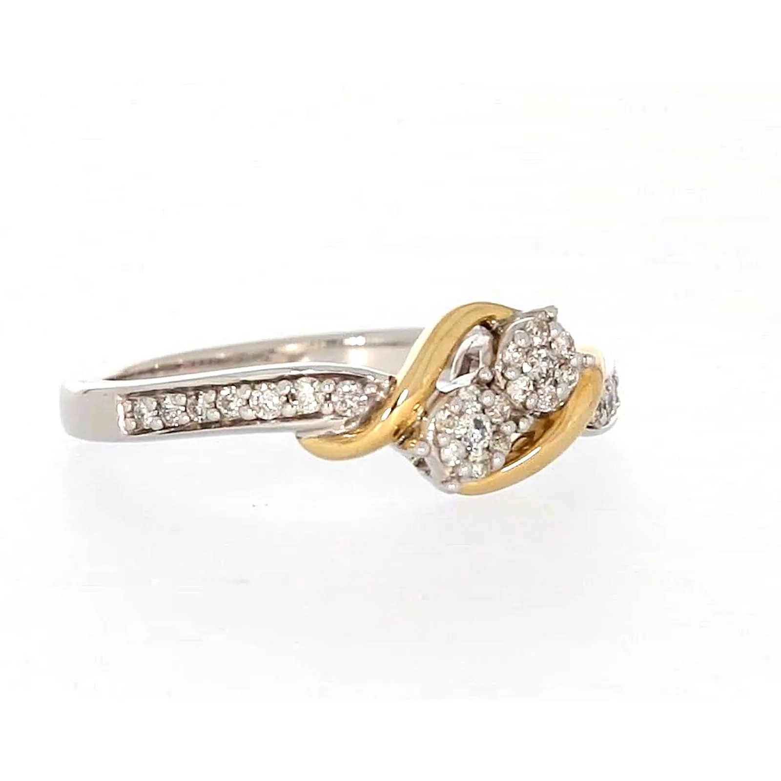 Tango Sterling Silver & 9ct Yellow Gold Round Brilliant Cut with 0.20 CARAT tw of Diamonds Ring