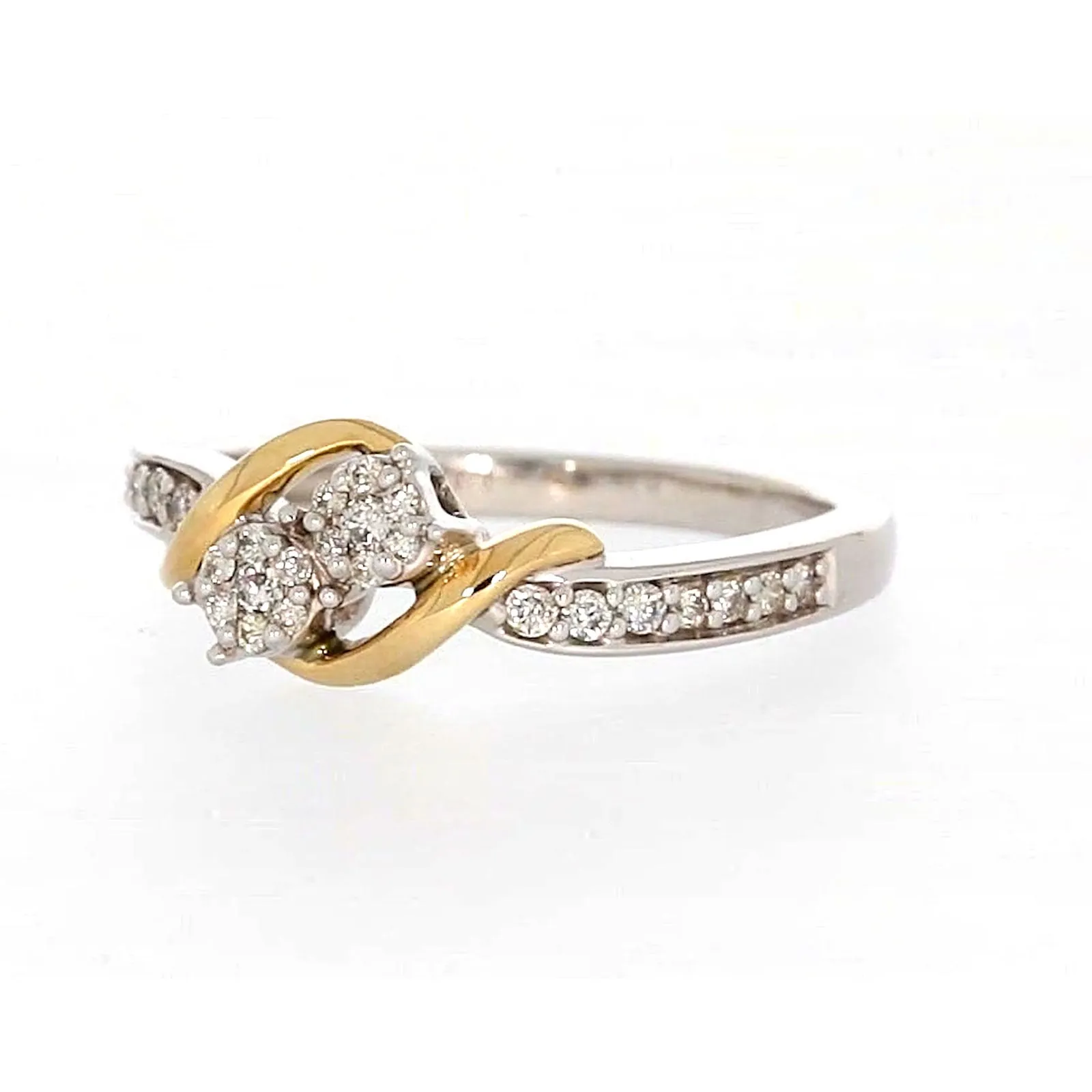 Tango Sterling Silver & 9ct Yellow Gold Round Brilliant Cut with 0.20 CARAT tw of Diamonds Ring
