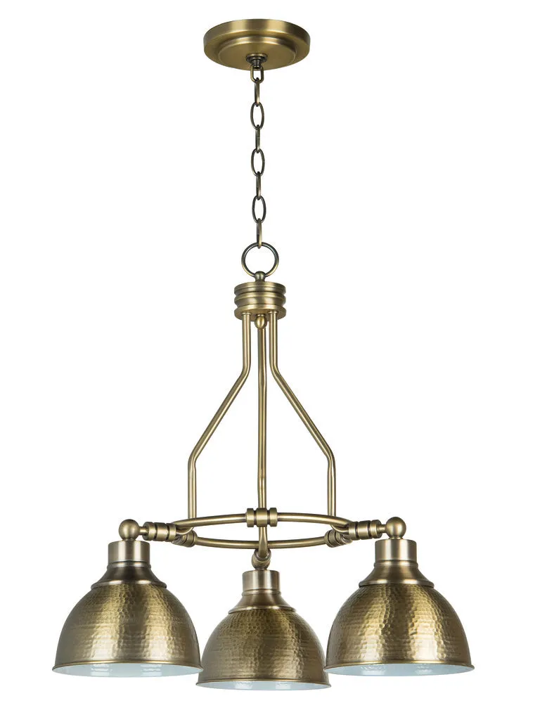 Timarron 3 Light Down Chandelier in Legacy Brass