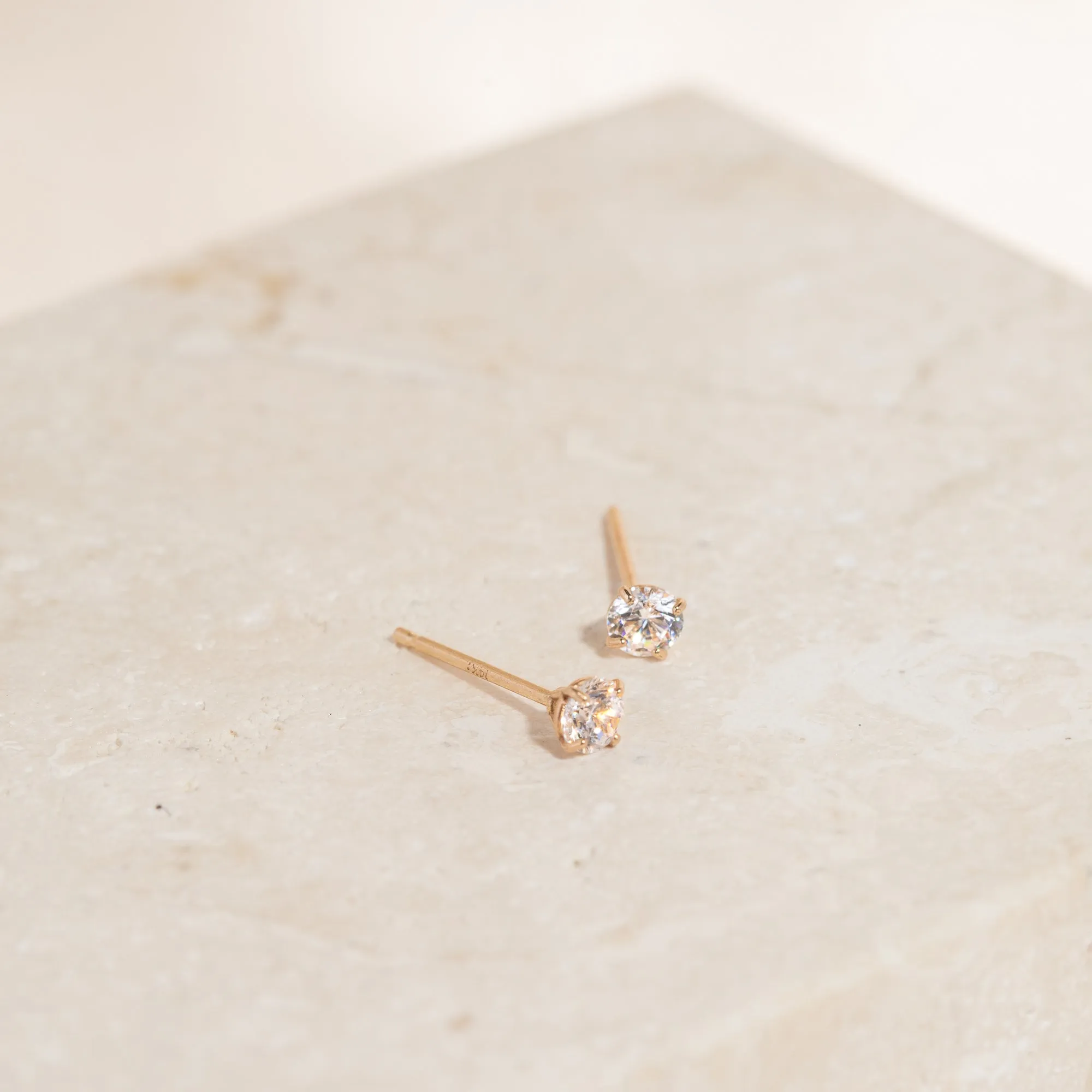 Tiny CZ Basket Stud Earrings