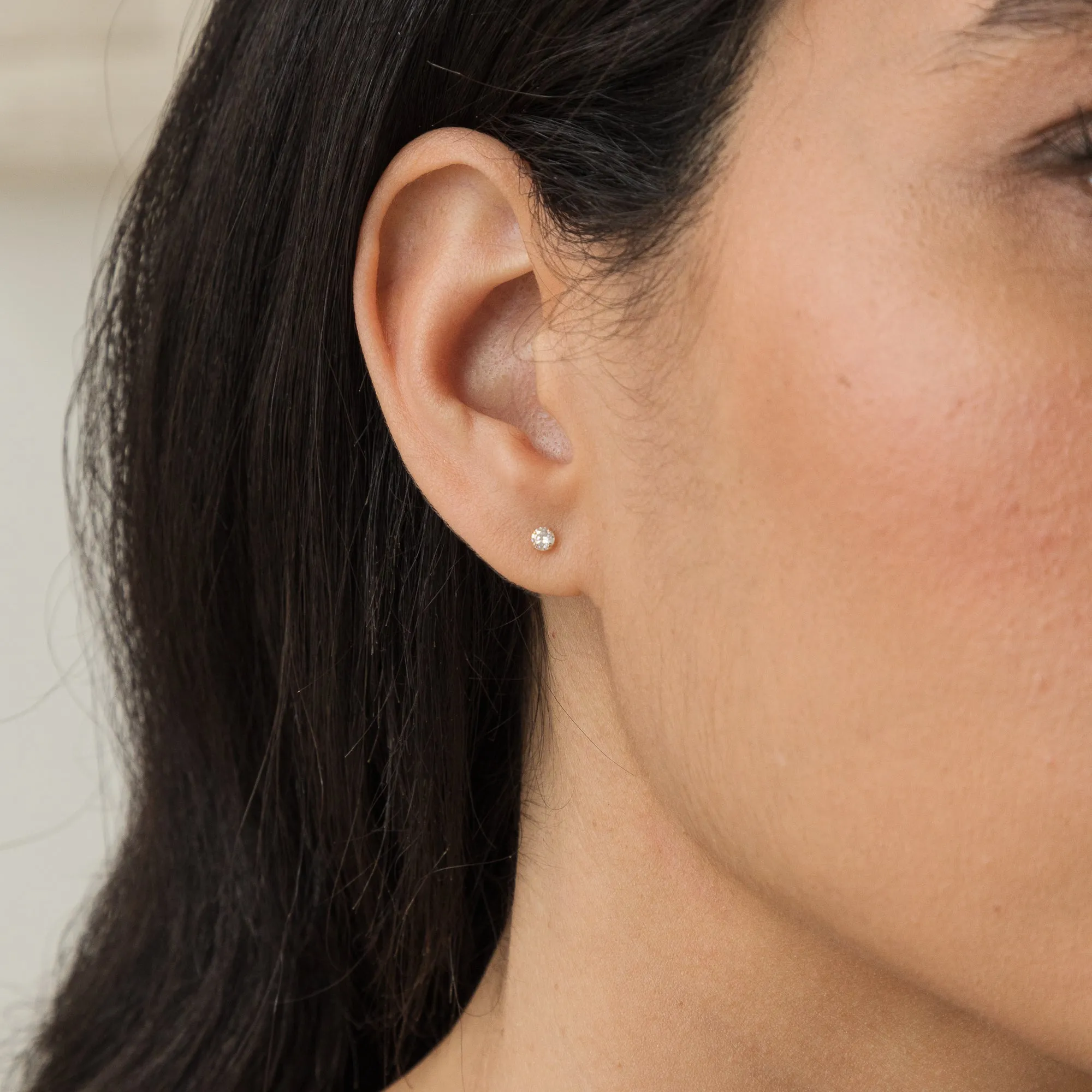 Tiny CZ Basket Stud Earrings