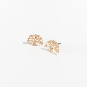 Tree Gold Stud Buds Earrings
