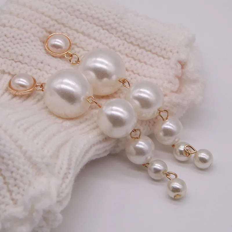 Trendy Elegant Big Simulated Pearl Long Earrings