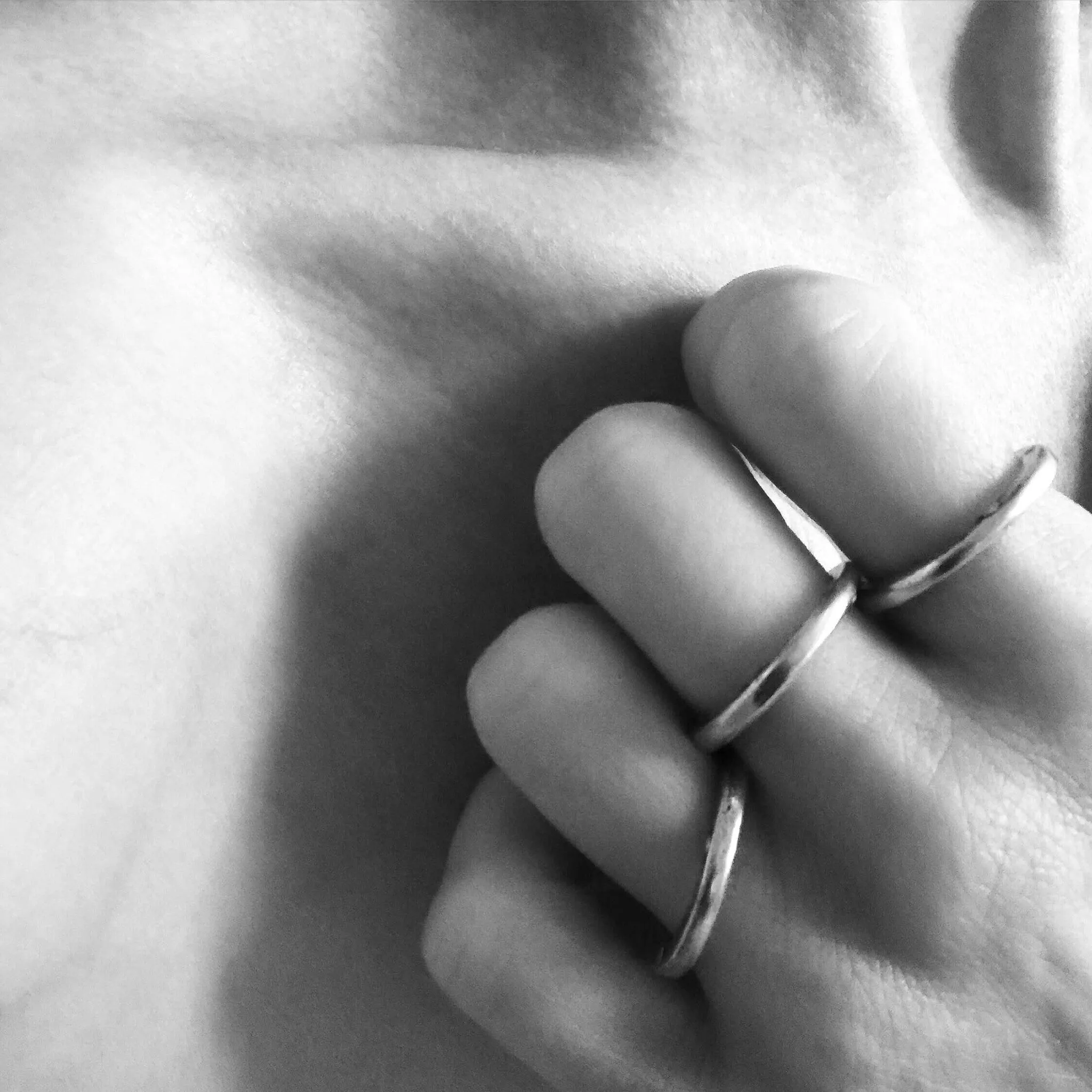 Triple Rivet Stacking Rings Silver