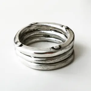 Triple Rivet Stacking Rings Silver