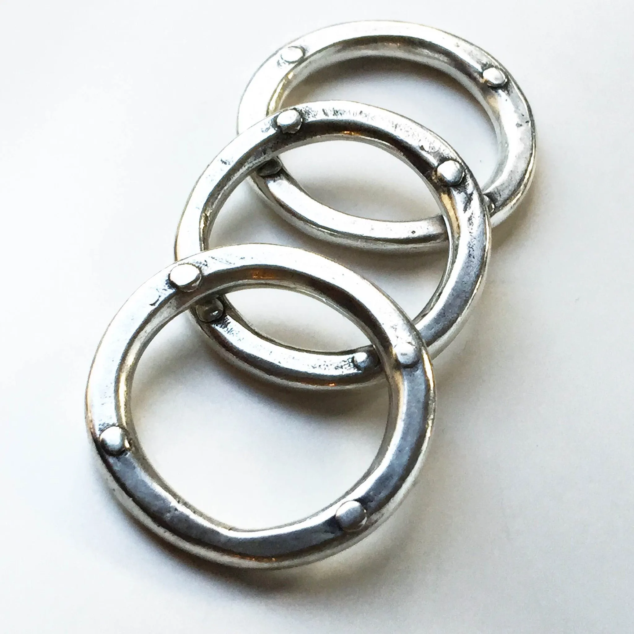 Triple Rivet Stacking Rings Silver