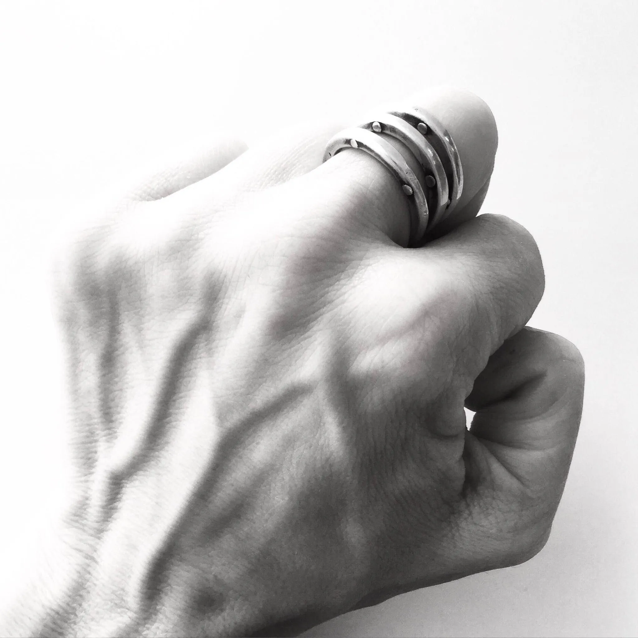 Triple Rivet Stacking Rings Silver