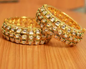 UNCUT KUNDAN POLKI BROAD RAJWADA BANGLES