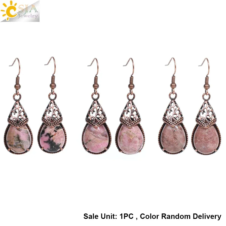 Vintage CSJA Women's Tiger Eye Dangle Earrings