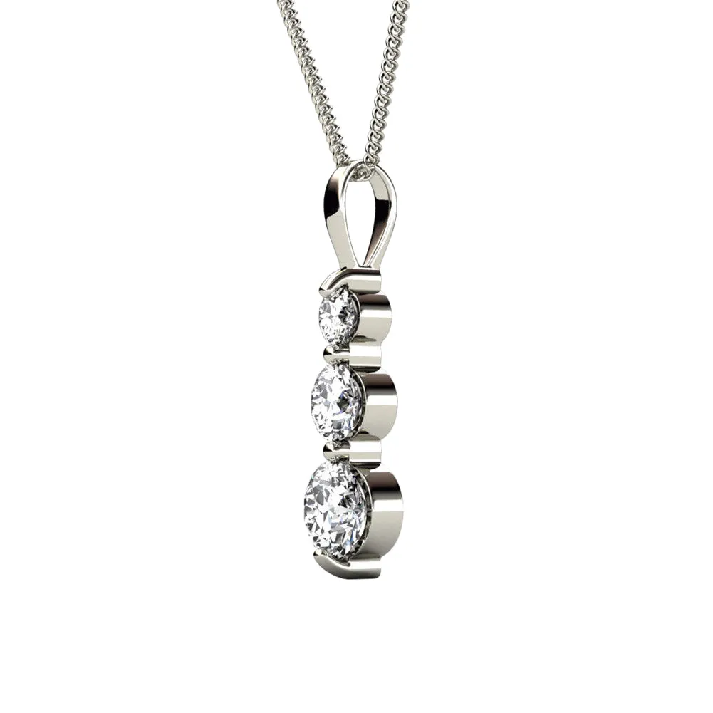 Willow Eternal 18K White Gold Plated 3 Stone CZ Drop Pendant Necklace