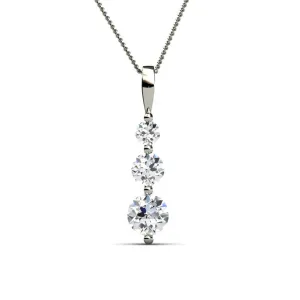 Willow Eternal 18K White Gold Plated 3 Stone CZ Drop Pendant Necklace