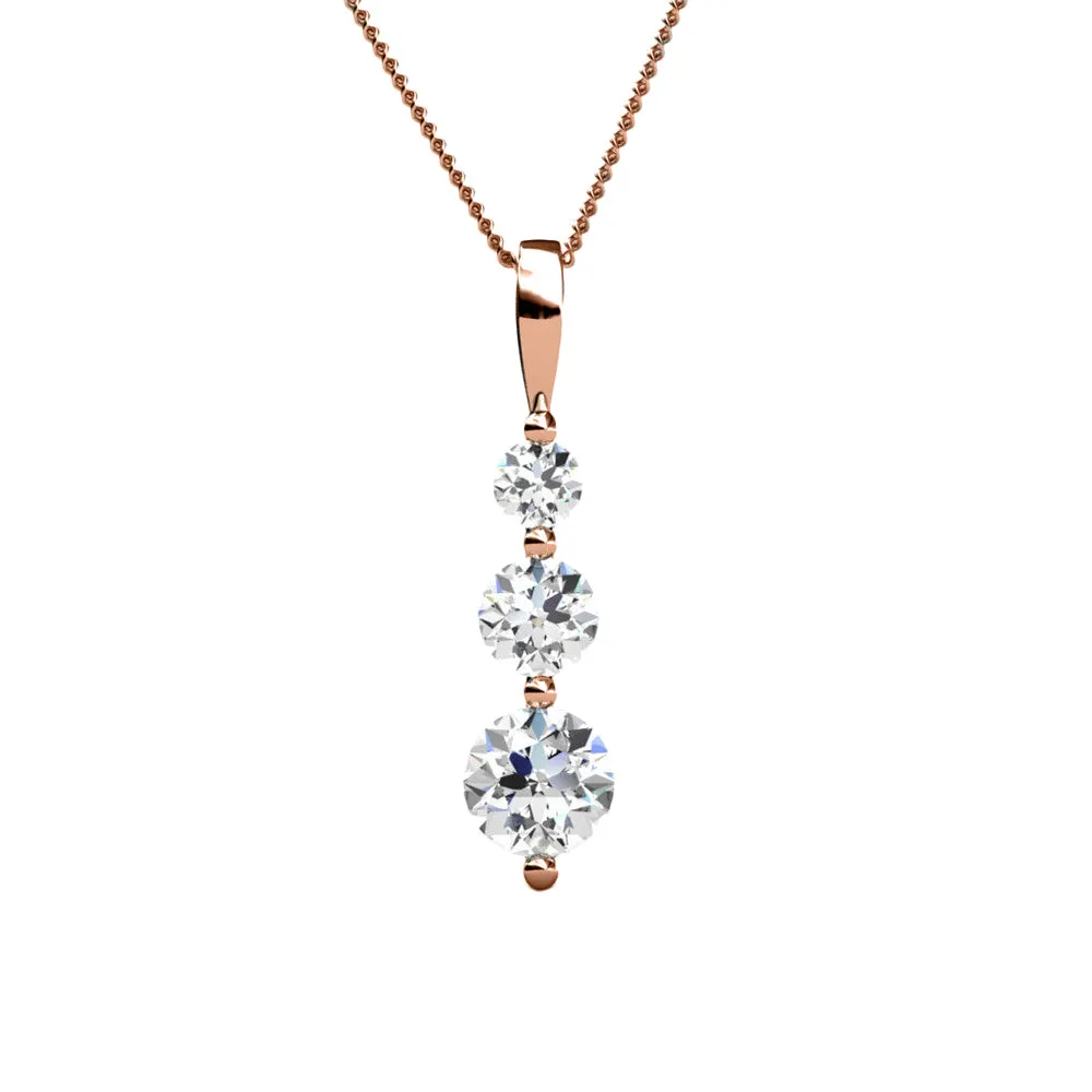 Willow Eternal 18K White Gold Plated 3 Stone CZ Drop Pendant Necklace