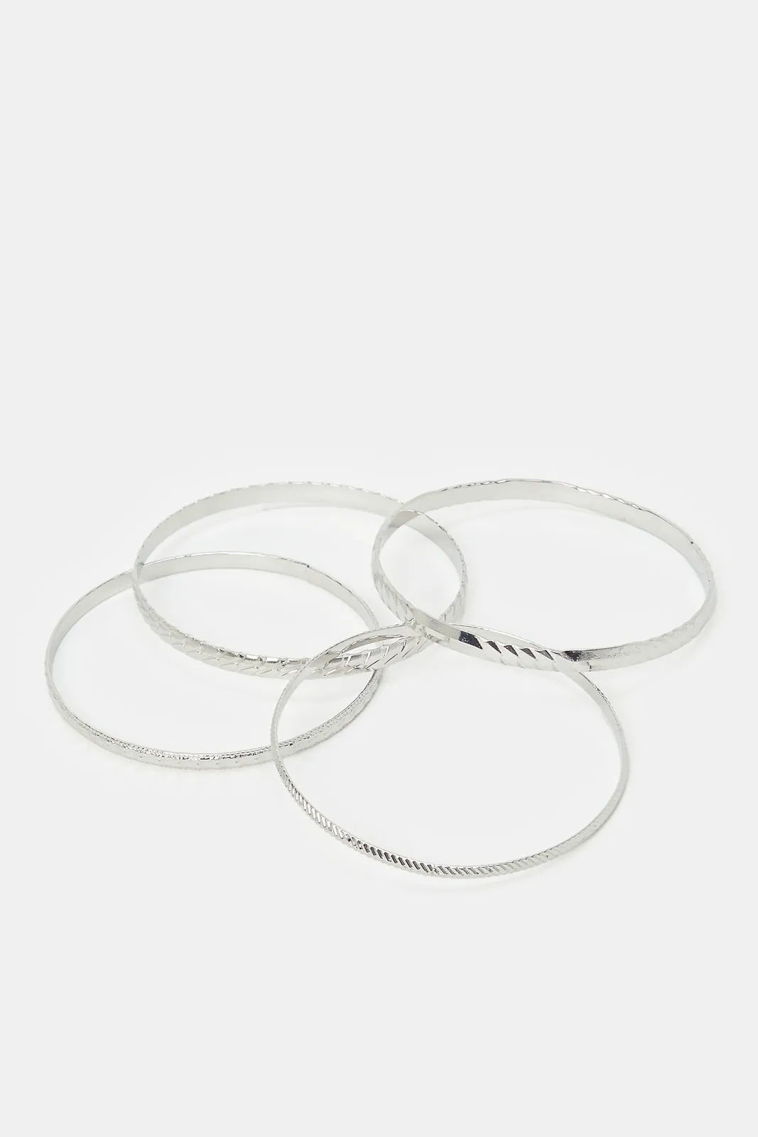Women Silver Bracelet Set (Pack of 4)