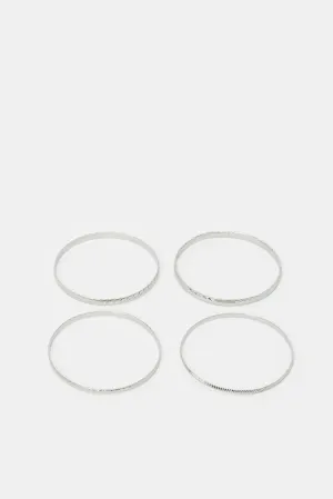 Women Silver Bracelet Set (Pack of 4)