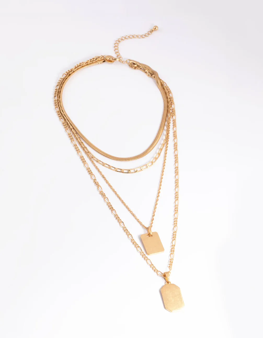 Worn Gold Figaro 4-Row Necklace