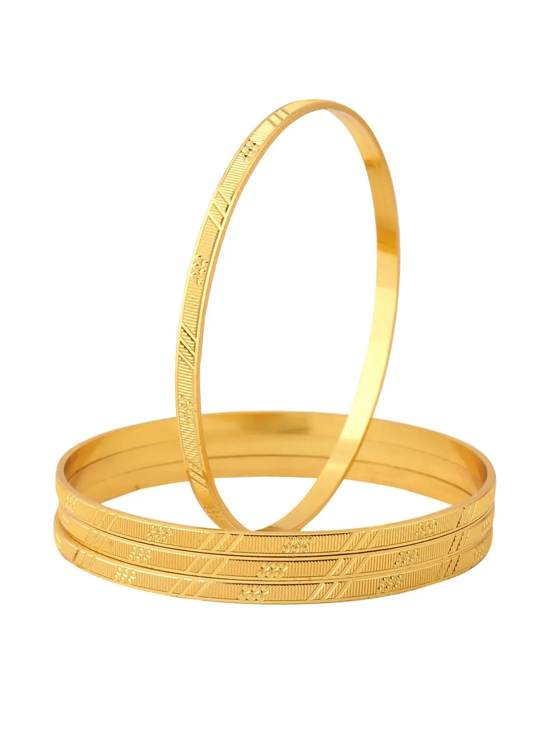 Yellow Chimes Bangles for Women Gold Toned Red Stone Studded Set of 2 Pcs Meenakari Touch Bangles for Women and Girls