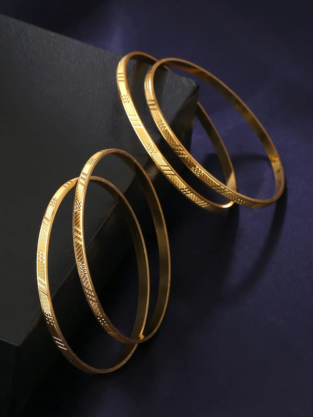 Yellow Chimes Bangles for Women Gold Toned Red Stone Studded Set of 2 Pcs Meenakari Touch Bangles for Women and Girls