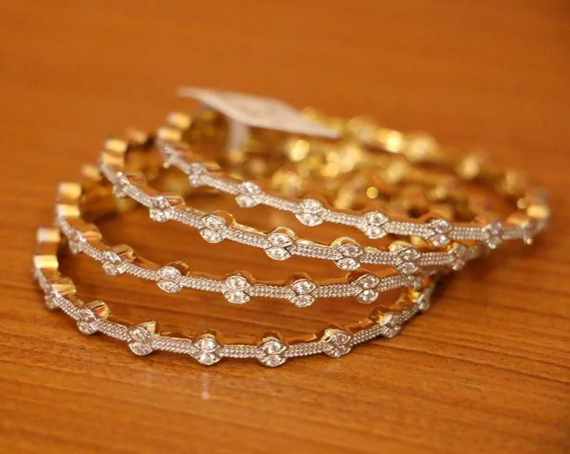 Zircon Studded Gold Plated Bangles